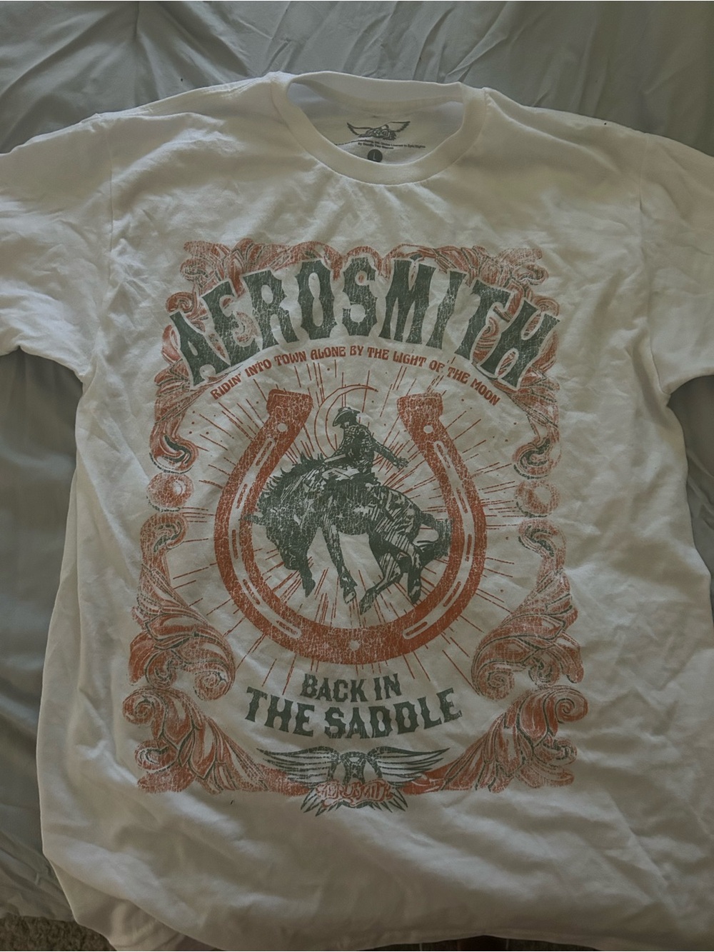 'Back in the Saddle' White Graphic Tee